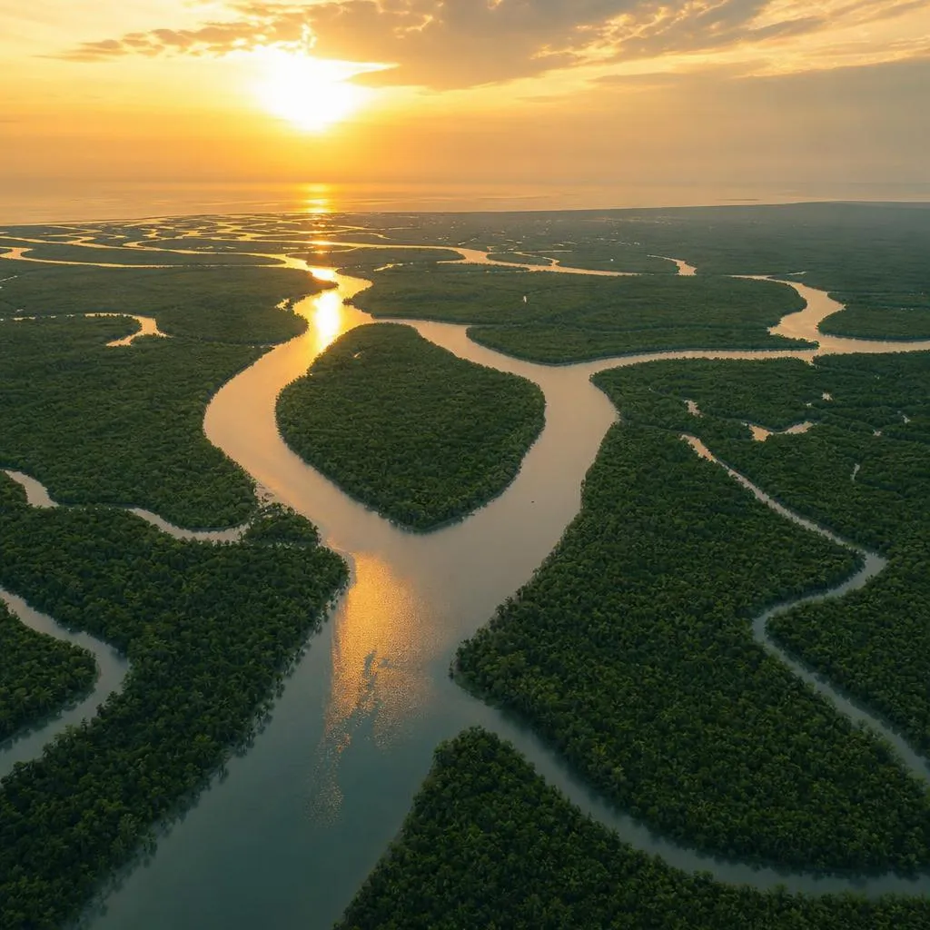 Sundarbans mangrove delta aerial view