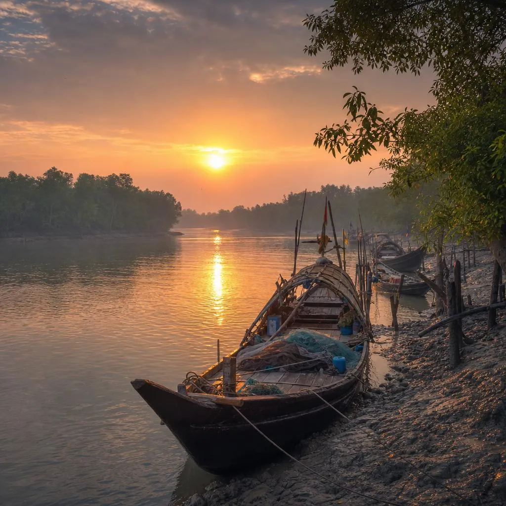 Sundarbans river at sunrise